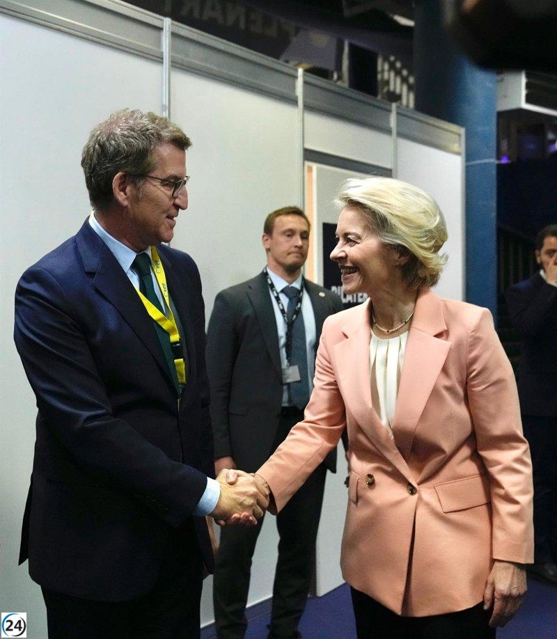 Reunión de Von der Leyen y Feijóo en Santiago para tratar la amnistía, seguido de un mitin en conjunto.