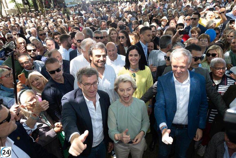 Alfonso Rueda llama a la movilización de sus seguidores y agradece la visita de Von der Leyen.