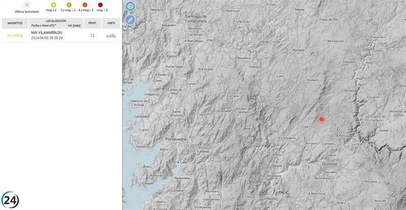 Pequeño terremoto sacude Vilamarín en Ourense con magnitud 2.4