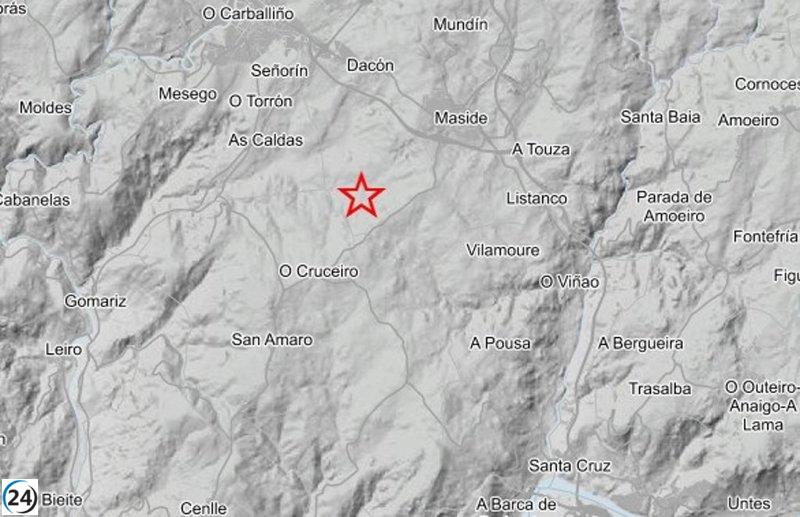 Se detecta un sismo de magnitud 2,4 en Maside, Ourense.