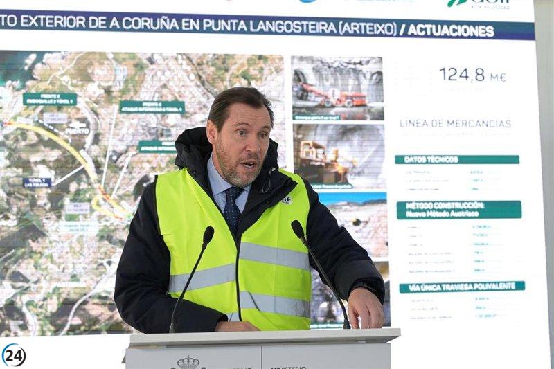 Óscar Puente anuncia la operación de trenes entre el puerto exterior de A Coruña y el Eje Atlántico para 2027.