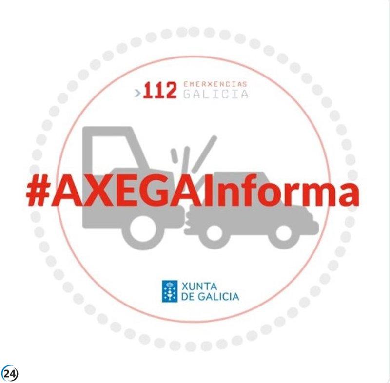 A-52 bloqueada en Allariz hacia Vigo por derrame de combustible tras accidente de un tráiler.