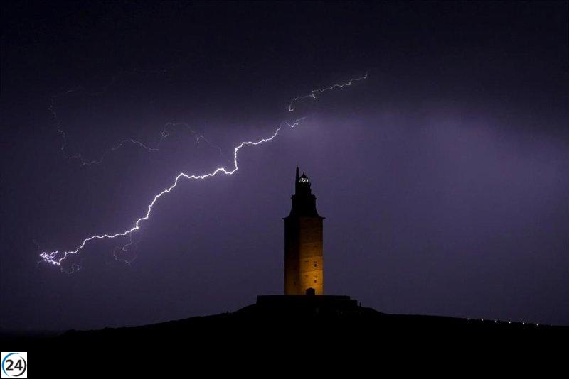 Galicia experimenta una intensa actividad eléctrica con más de 1.700 rayos en poco tiempo.