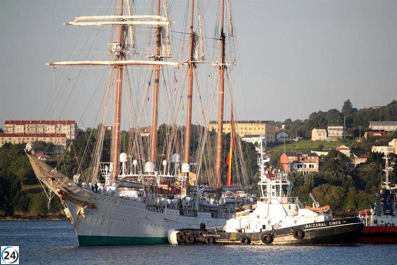 El Juan Sebastián de Elcano celebra en A Coruña el aniversario de la histórica expedición de 1525.