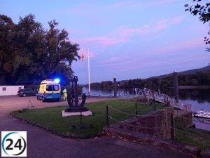 Joven de 26 años es salvado tras caer en una zona inaccesible del río Miño en Tui.