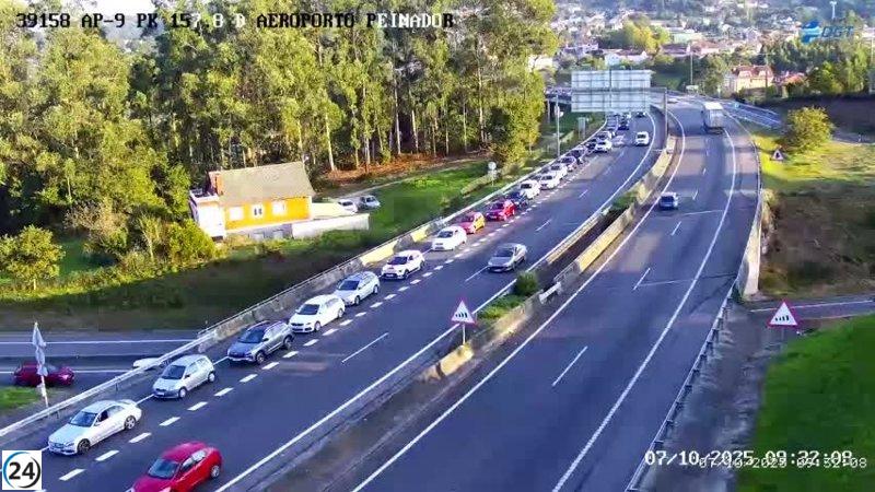 Congestionamiento en la AP-9 rumbo al Ifevi por Conxemar en Vigo.