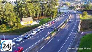 Congestionamiento en la AP-9 rumbo al Ifevi por Conxemar en Vigo.