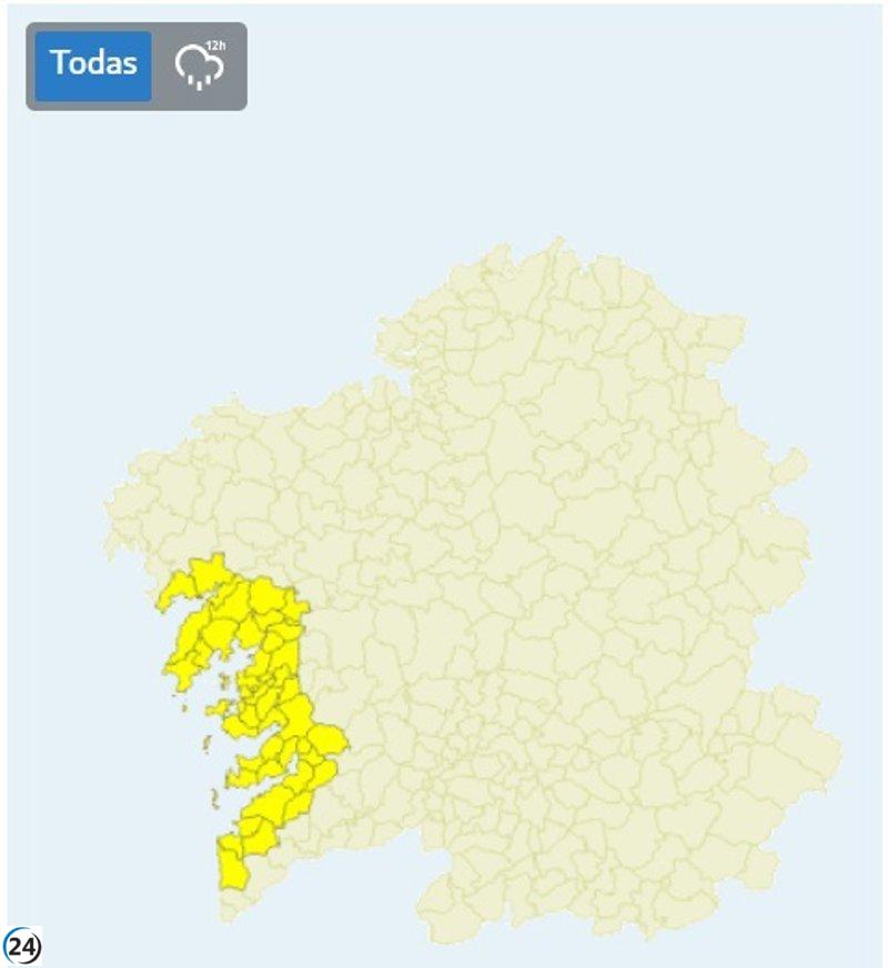 Lluvias intensas: aviso amarillo en Pontevedra y suroeste de A Coruña este martes.
